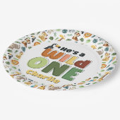 Wild One Safari Zoo Animal Birthday Party Pappteller (Schrägansicht)