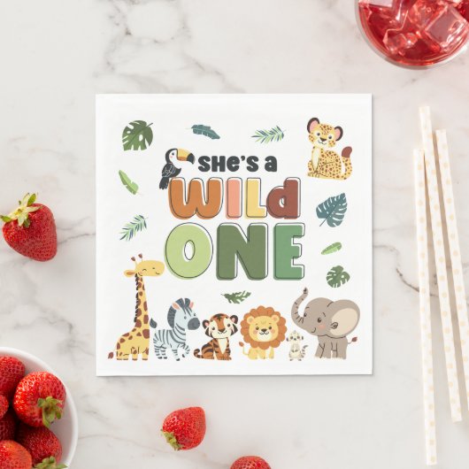 Wild One Safari Zoo Animal Birthday Party Serviette (Beispiel)