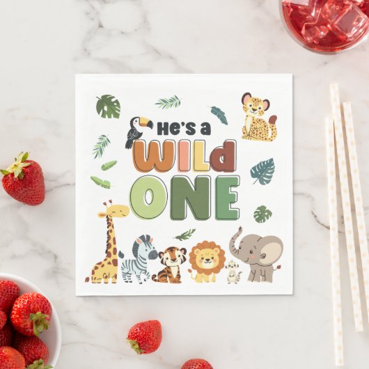 Wild One Safari Zoo Animal Birthday Party Serviette (Beispiel)