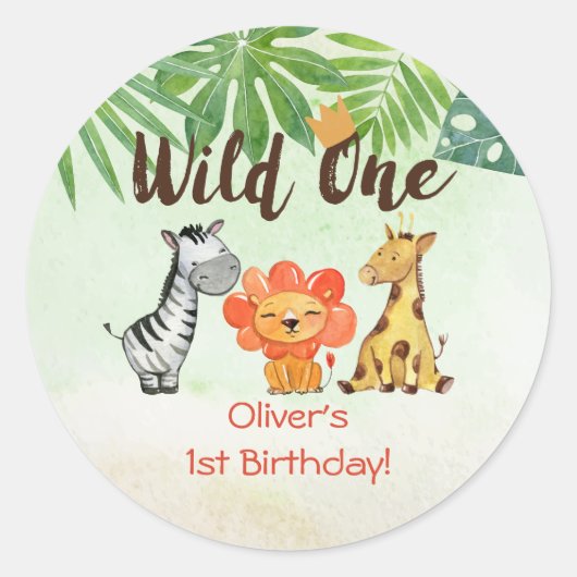Wild One, Safari zum ersten Geburtstag Runder Aufkleber (Vorderseite)