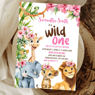 Wild One Savannah Safari Thema Girl Erstgeburt Einladung