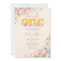 Wild One Senf & Pink Wildblume Geburtstag