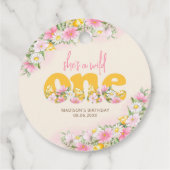 Wild One Senf & Pink Wildblume Geburtstag Geschenkanhänger (Rückseite)