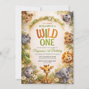 WILD ONE süße Dschungelsafari Individuelle 1. Gebu Einladung