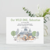 Wild One Süße Tier als Geburtstag Einladung (Stehend Vorderseite)