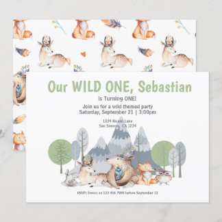 Wild One Süße Tier als Geburtstag Einladung