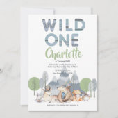 Wild One Süße Tier Geburtstag Einladung (Vorderseite)
