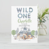 Wild One Süße Tier Geburtstag Einladung (Stehend Vorderseite)