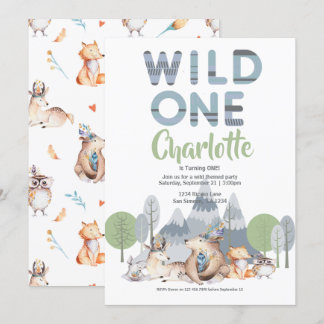 Wild One Süße Tier Geburtstag Einladung