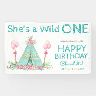 Wild One TeePee 1. Geburtstag Geburtstagsbanner Banner
