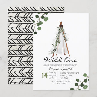 Wild One Teepee Einladung zum ersten Geburtstag