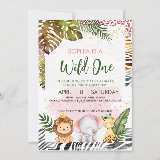 Wild One Theme Birthday Einladung (Vorderseite)