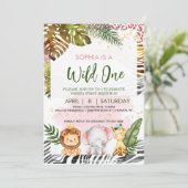 Wild One Theme Birthday Einladung (Stehend Vorderseite)