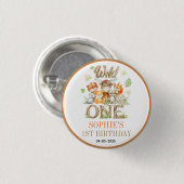 Wild One Tiergeburtstagsfeier | Safari Dschungel Button (Vorne & Hinten)