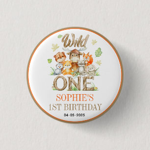 Wild One Tiergeburtstagsfeier Safari Dschungel Button