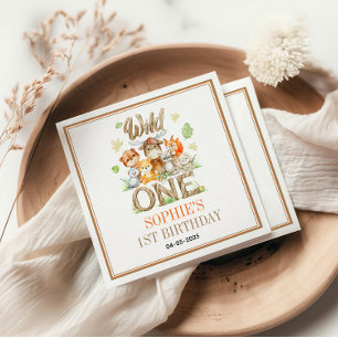 Wild One Tiergeburtstagsfeier   Safari Dschungel Serviette