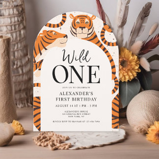 Wild One Tiger 1. Geburtstag Party Einladung