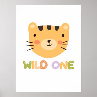Wild One Tiger Baby Kinderzimmer Poster