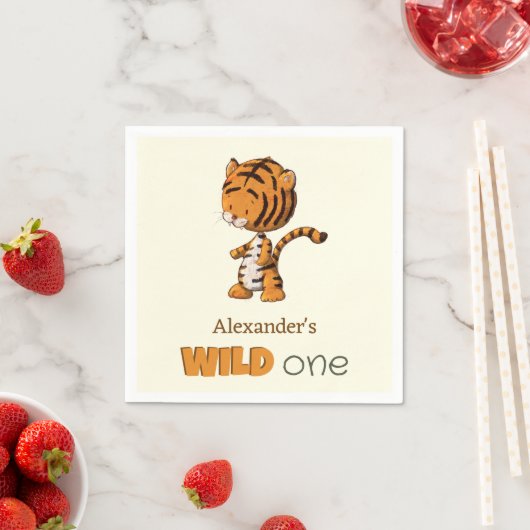 Wild One Tiger Birthday Serviette (Beispiel)