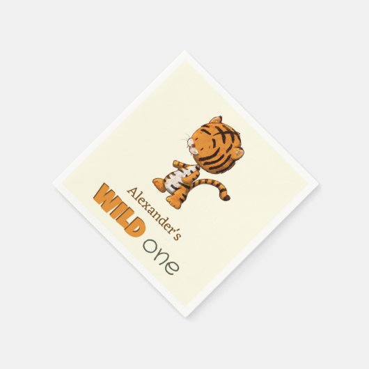 Wild One Tiger Birthday Serviette (Ecke)