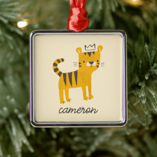 Wild One Tiger Cat Ornament Aus Metall