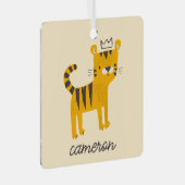 Wild One Tiger Cat Ornament Aus Metall (Vorderseite Rechts)