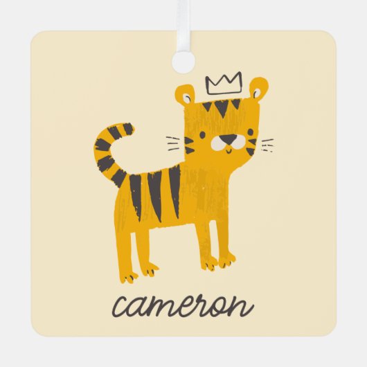 Wild One Tiger Cat Ornament Aus Metall (Vorderseite)