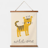 Wild One Tiger Cat Wandteppich Mit Holzrahmen (Vorderseite)