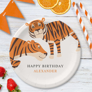 Wild One Tiger Happy Children's Birthday Pappteller