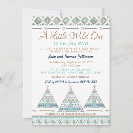 "Wild One" Tribal Baby Dusche Einladung (Vorderseite)