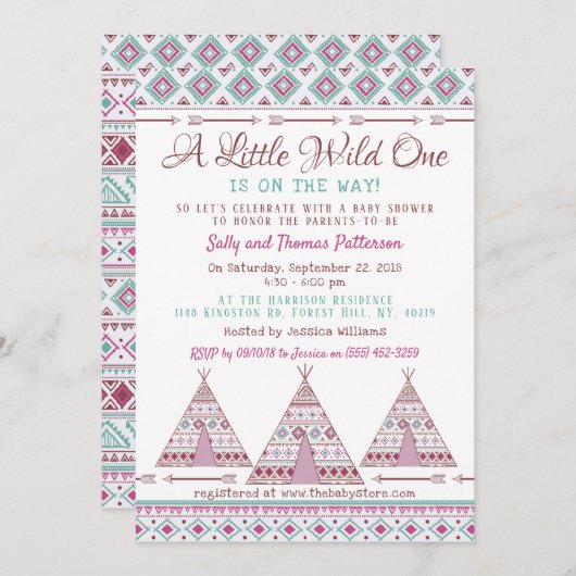 "Wild One" Tribal Baby Dusche Einladung (Vorne/Hinten)