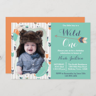 Wild One Tribal Einladung zum ersten Geburtstag Fo