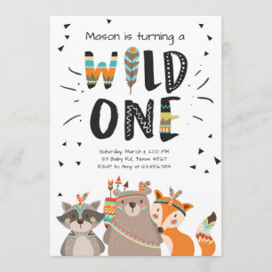 Wild One Tribal Einladung zum ersten Geburtstag in