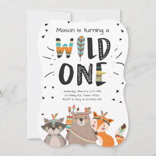 Wild One Tribal Einladung zum ersten Geburtstag in (Vorderseite)