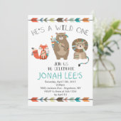 Wild One - Tribal Erster Geburtstag Einladung (Stehend Vorderseite)