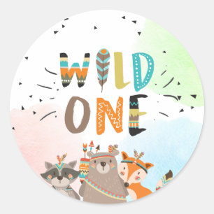 Wild One Tribal Woodland Animals Umschlag Aufklebe Runder Aufkleber