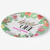 Wild One Tropical Animal 1. Geburtstag Party Pappteller (Schrägansicht)