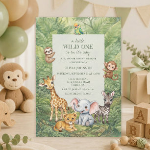 Wild One Tropical Dschungel Baby Shower Einladung