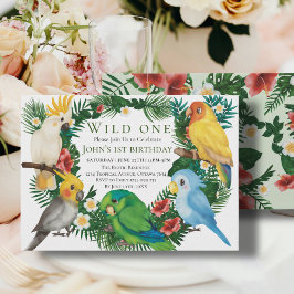 Wild One Tropical Exotic Parrots Junge 1. Geburtst Einladung