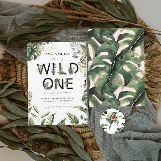 Wild One Tropical Greenerity 1. Geburtstag Einladung