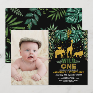 Wild One Tropical Jungle Safari 1. Geburtstag Part Einladung