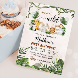 Wild One Tropical Safari Erster Geburtstag Einladung