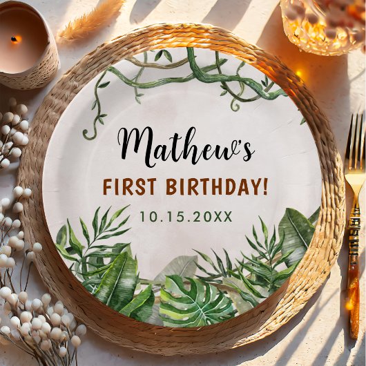 Wild One Tropical Safari Erster Geburtstag Pappteller