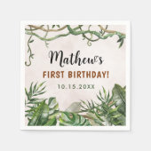 Wild One Tropical Safari Erster Geburtstag Serviette (Vorderseite)