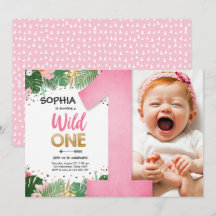 Wild One Tropical Safari Girl Pink Erster Geburtst