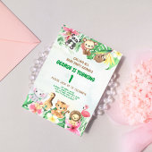 Wild One Tropical Safari Jungle Animals Geburtstag Einladung