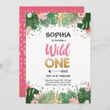 Wild One Tropical Safari Pink Girl Erster Geburtst