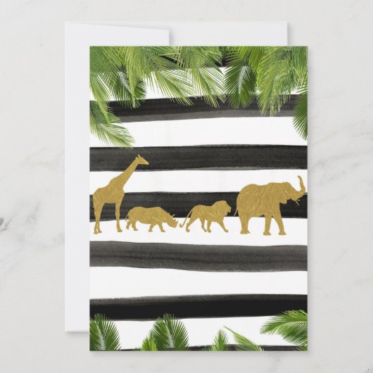 Wild One Tropical Wild Things Schwarz-weiß Stripe Einladung (Rückseite)