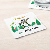 Wild One Tuxedo Kitty Kids 1st Birthday Einladung Rechteckiger Pappuntersetzer (angewinkelt)