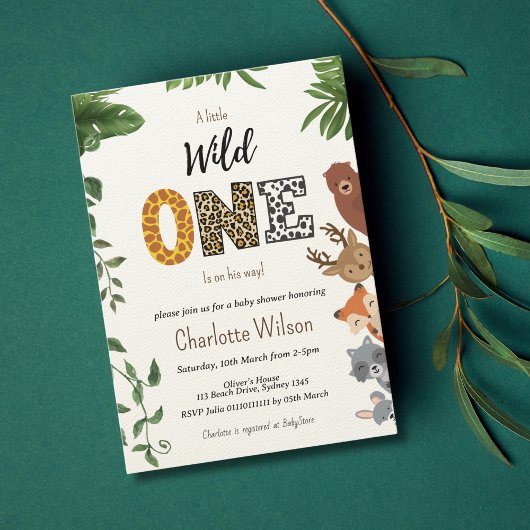 Wild One Typografy baby Dusche QR-Code Einladung